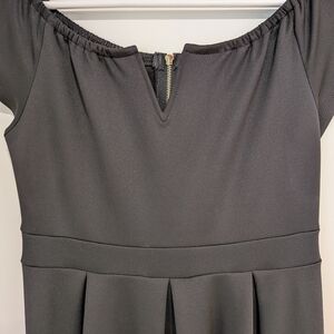 Black V-Neck Dress with Zipper